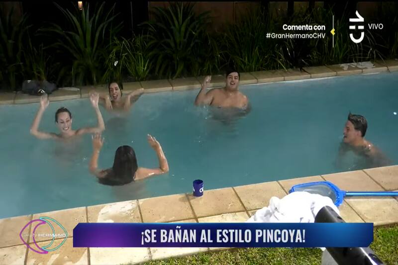 Se lanzaron en pelota a la piscina de "Gran Hermano" Chile