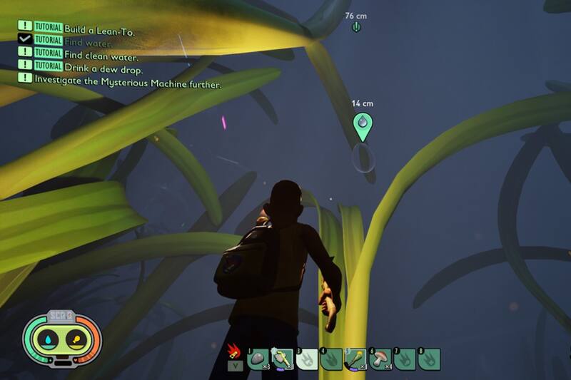 Encontrarás gotas de agua bajo la hierba. Créditos: Grounded