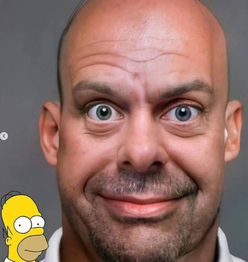 Así luciría homero en la vida real, imagen creada por inteligencia artificial.