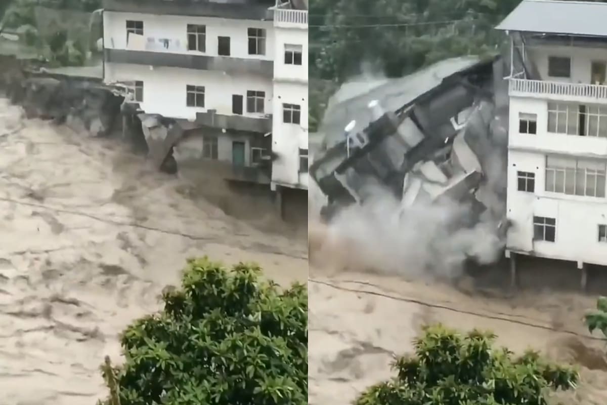 Edificio cae debido a las intensas aguas.