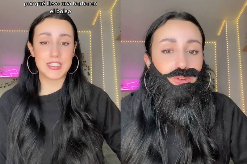 Chica asegura llevar una barba falsa a todos lados.