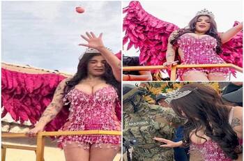 Karely Ruiz es recibida a “huevazos” en el carnaval de Guaymas