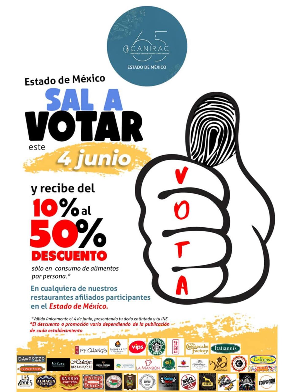 Busca incentivar el voto y más de dos mil restaurantes participarán.