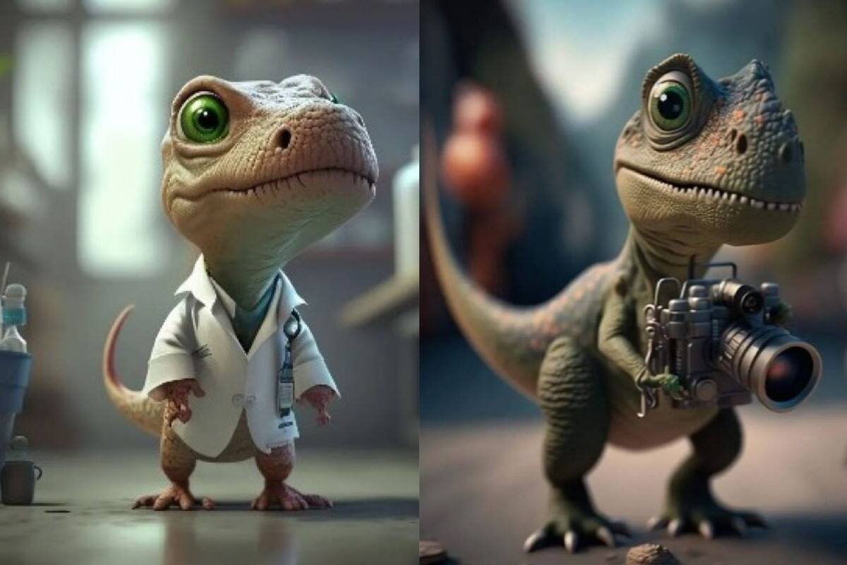 A través de redes sociales circularon una serie de imágenes de dinosaurios bebés caracterizado de profesiones