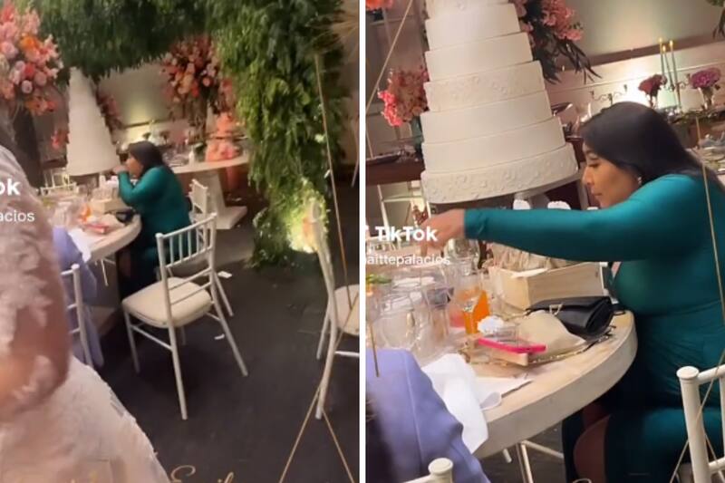 Una mujer se robó los dulces en una boda y se hizo viral.