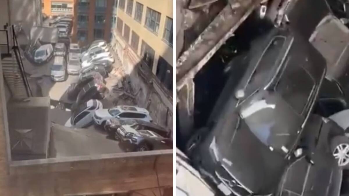 VIDEO| Colapsa un estacionamiento en New York y reportan varios heridos