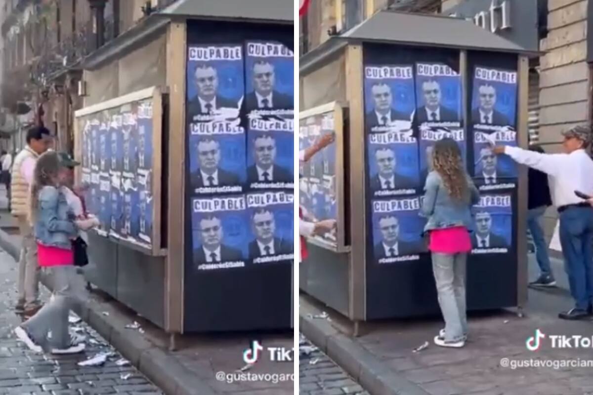 Captaron el momento en el que retiraban carteles contra Genaro García Luna