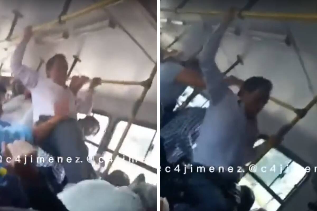 Sujeto arremete contra pasajero y lo patea.