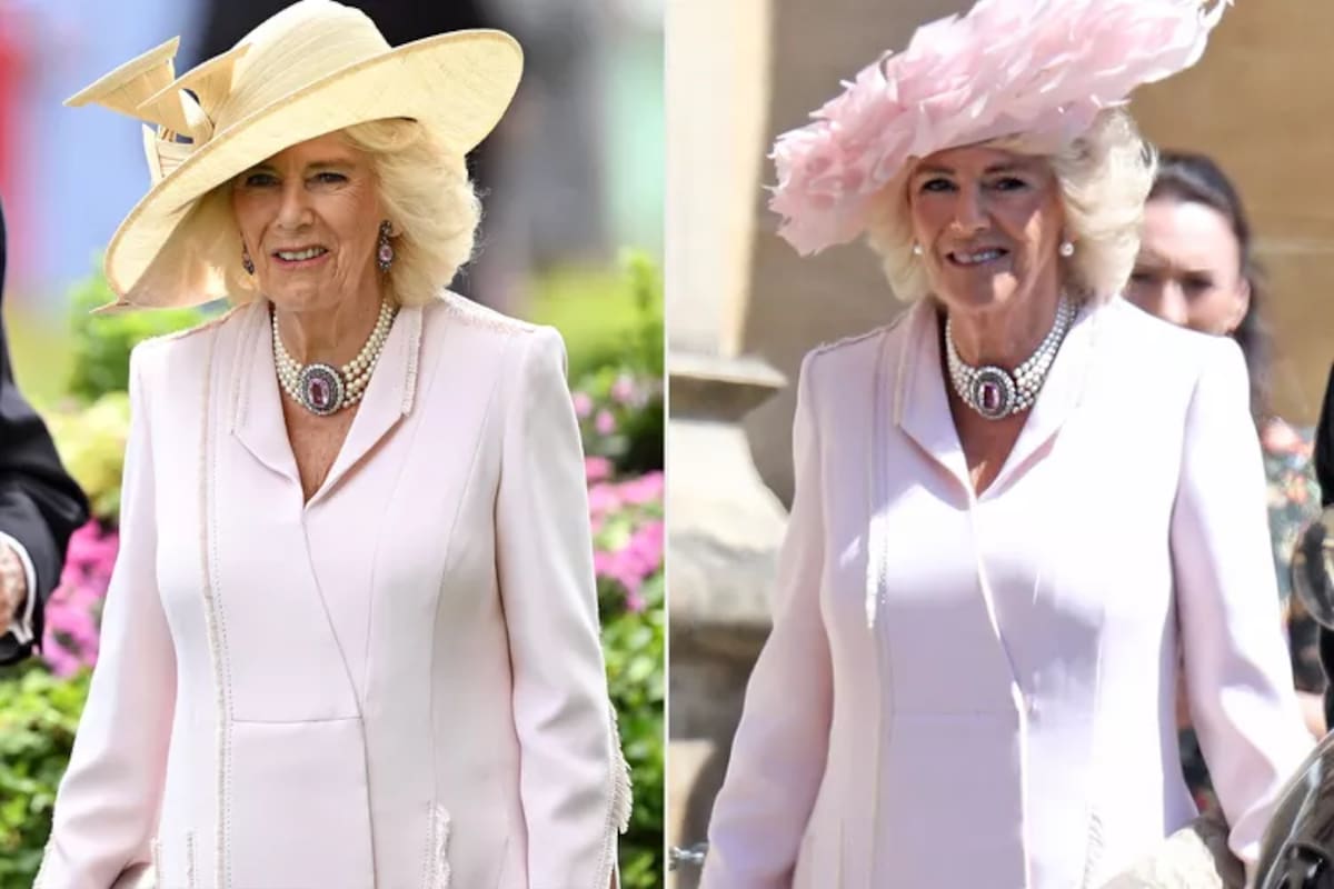 La monarca recicla el look que lució en la boda del príncipe Harry y Meghan Markle en 2018.