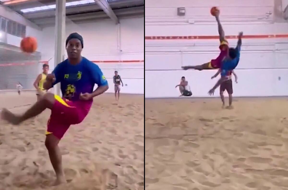 VIDEO | Ronaldinho vuelve a demostrar su calidad y saca lujos en partido de fútbol-playa