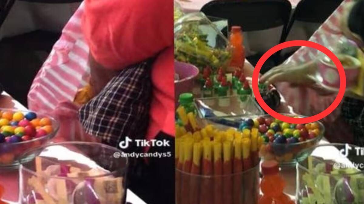 VIDEO | Señora se hace viral por robar dulces en fiesta infantil