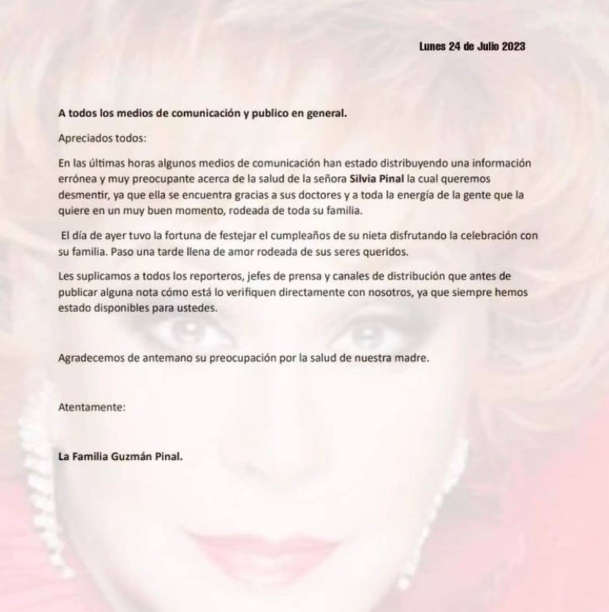 Comunicado de su salud