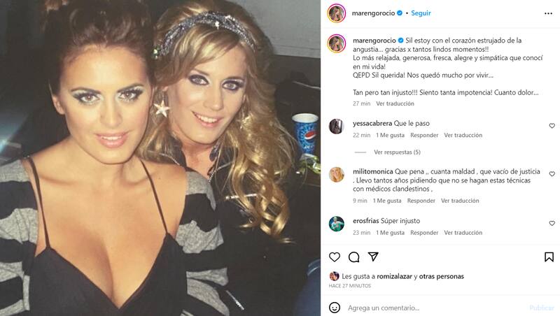 Rocío Marengo lamentó la muerte de Silvina Luna.