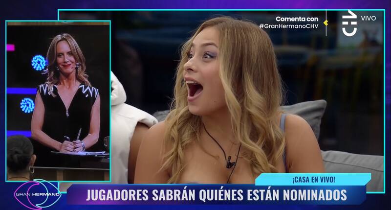 Skarleth Labra escuchando la "broma" de Diana Bolocco en "Gran hermano" Chile.