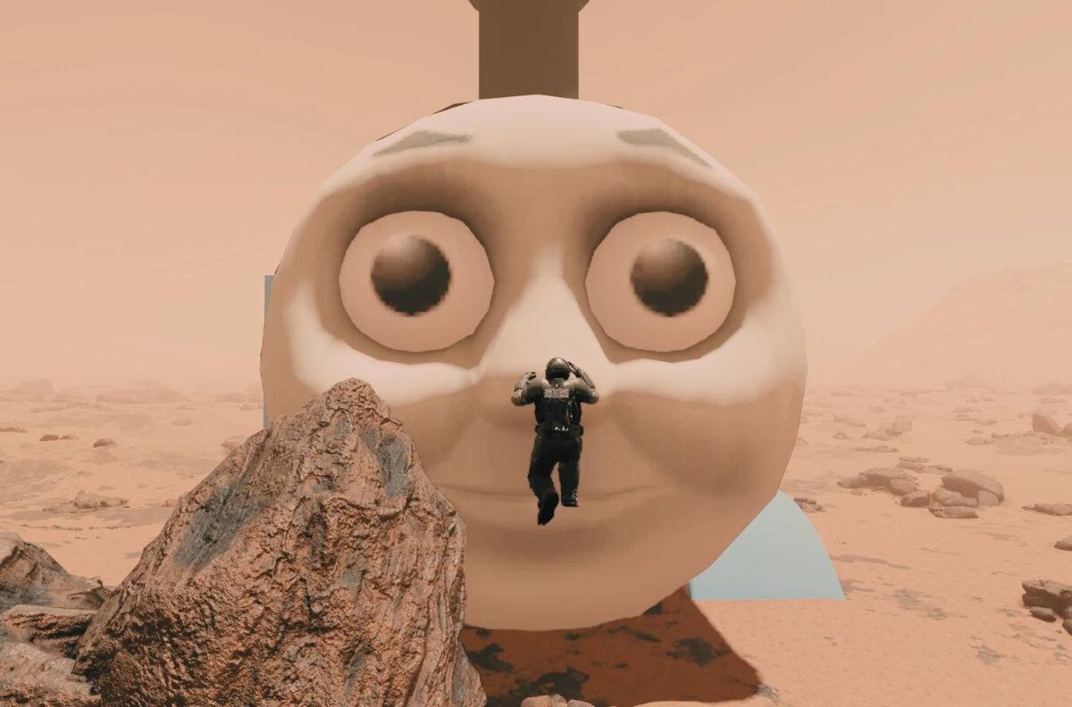 Thomas en Starfield: Mod reemplaza todas las naves por la locomotora azul