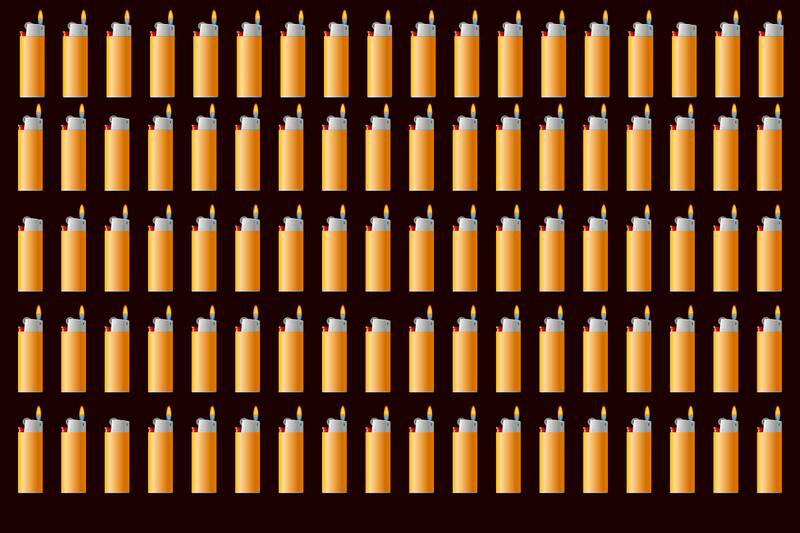 Aquí hay cinco encendedores que se quedaron sin gas. ¿Cuáles son?