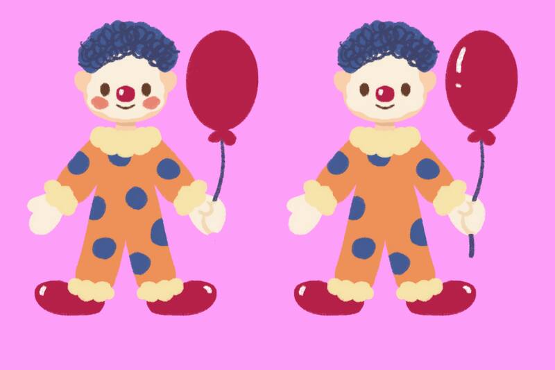 Encuentra las diferencias entre los payasos en el menor tiempo posible.