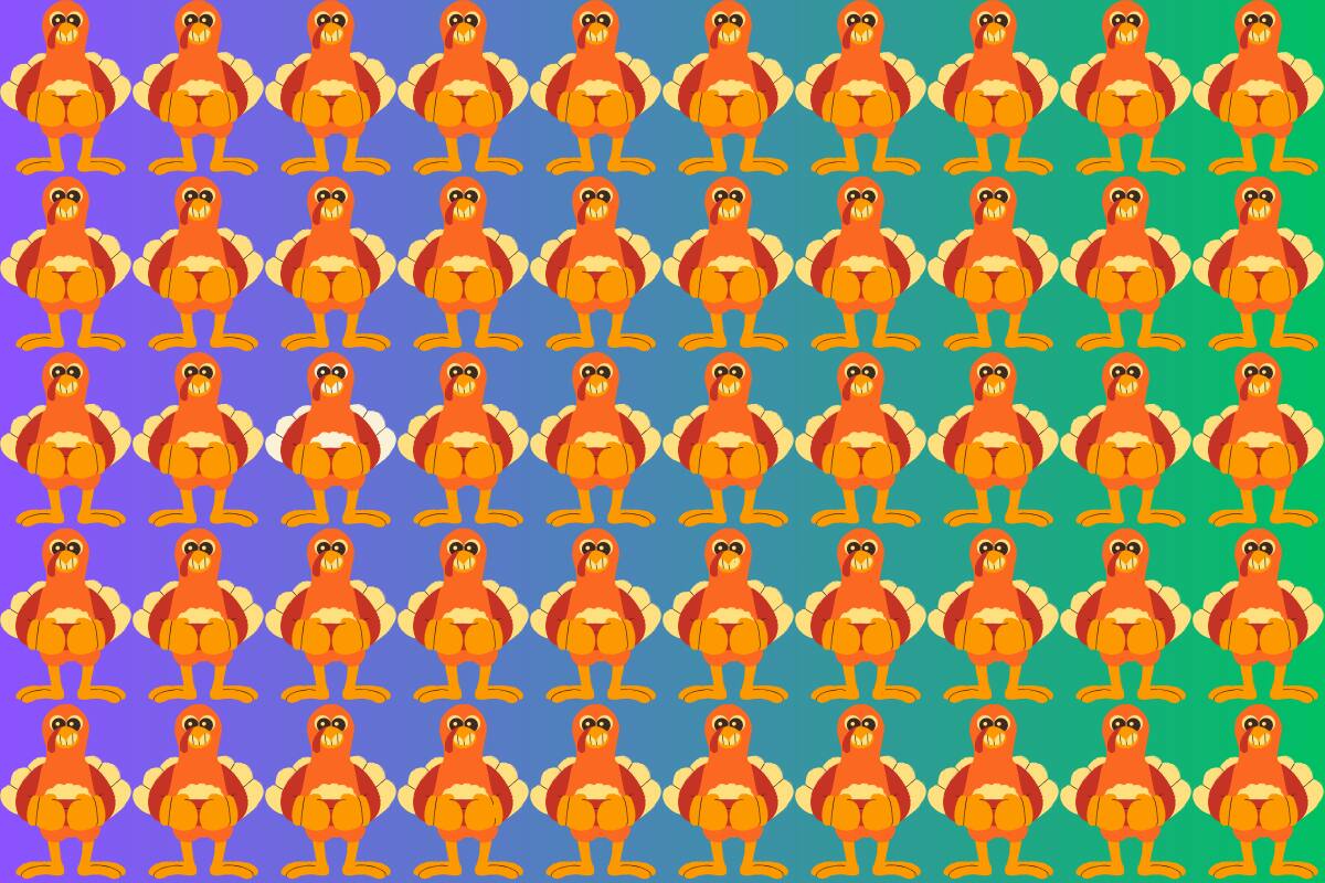 Intenta encontrar a los pavos diferentes en este test visual.