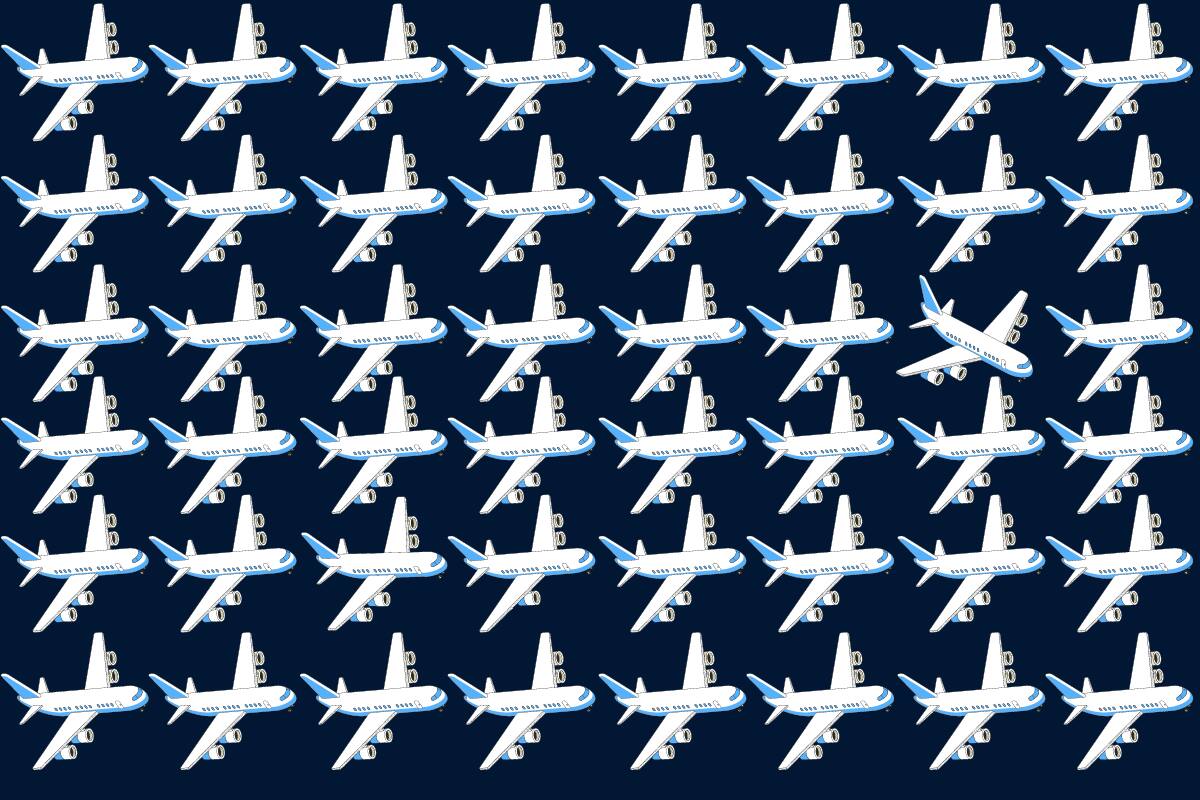 Encuentra a los dos aviones que no llegarán a su destino. ¿Podrás lograrlo en tan sólo 5 segundos?
