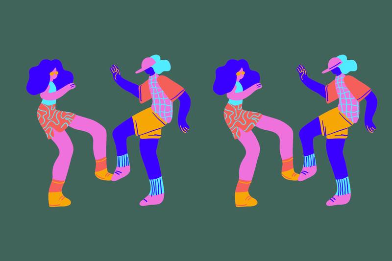 Observa bien la imagen y reconoce rápidamente las 4 diferencias entre los bailarines.