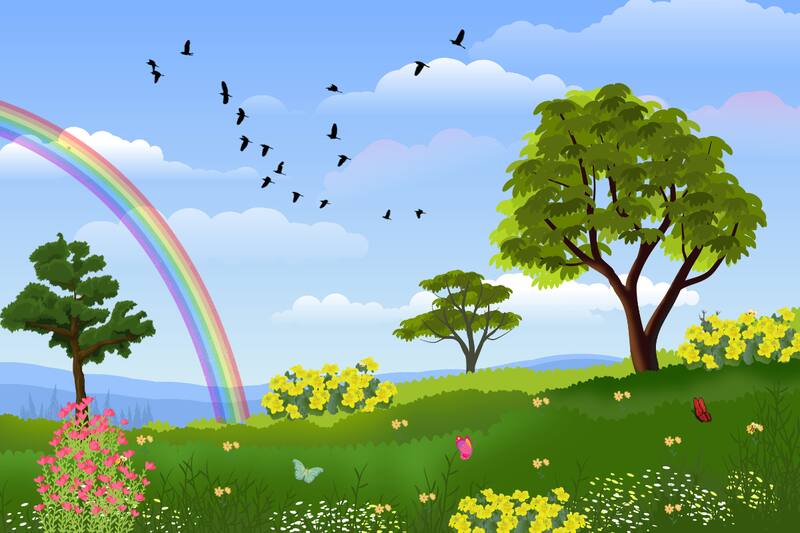 Encuentra las cinco abejas ocultas en el paisaje.