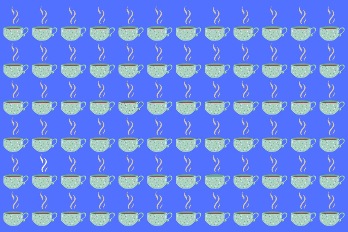 ¿Podrás encontrar las cuatro tazas diferentes?
