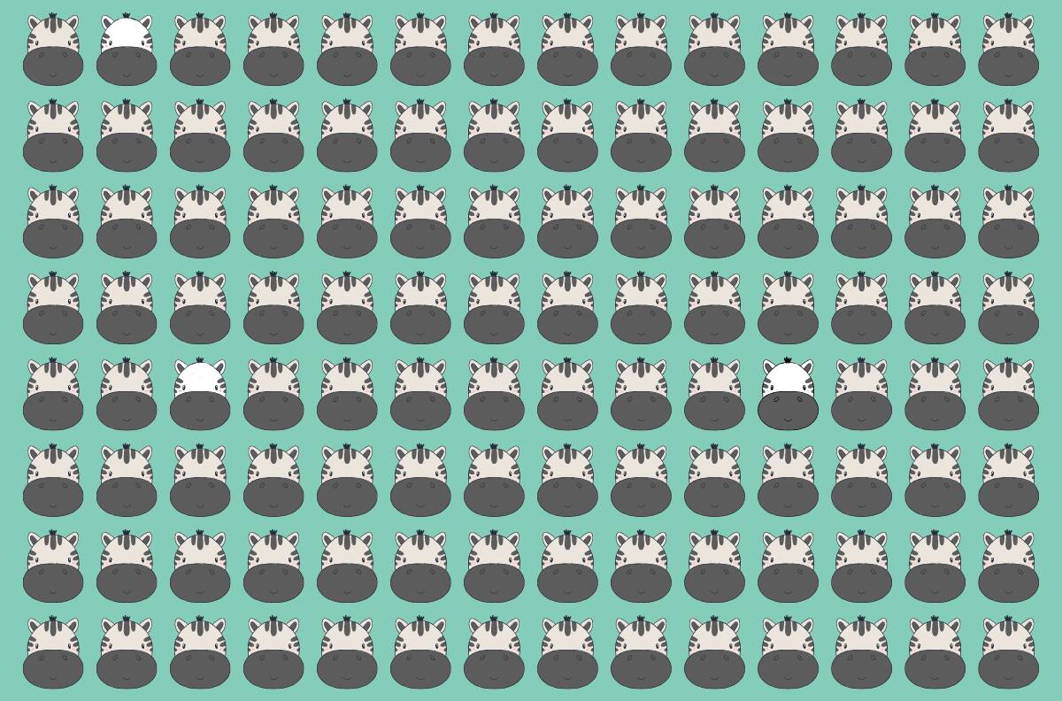 Test visual: Encuentra las cebras blancas con menos rayas