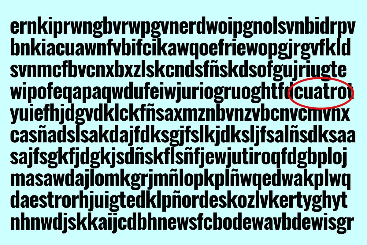 Acá se encontraba la palabra CUATRO en el test visual.