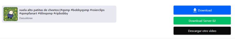 Podrás descargar tu video de TikTok sin marga de agua desde dos posibles servidores dentro de la página. Créditos: SnapTik