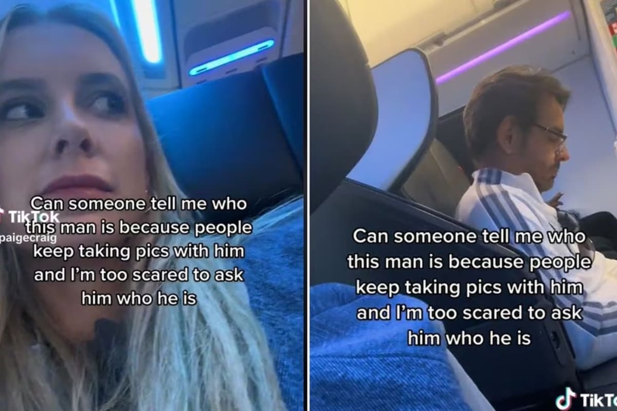 La tiktoker acudió a sus redes sociales para reconocer al hombre que estaba a su lado en el avión.