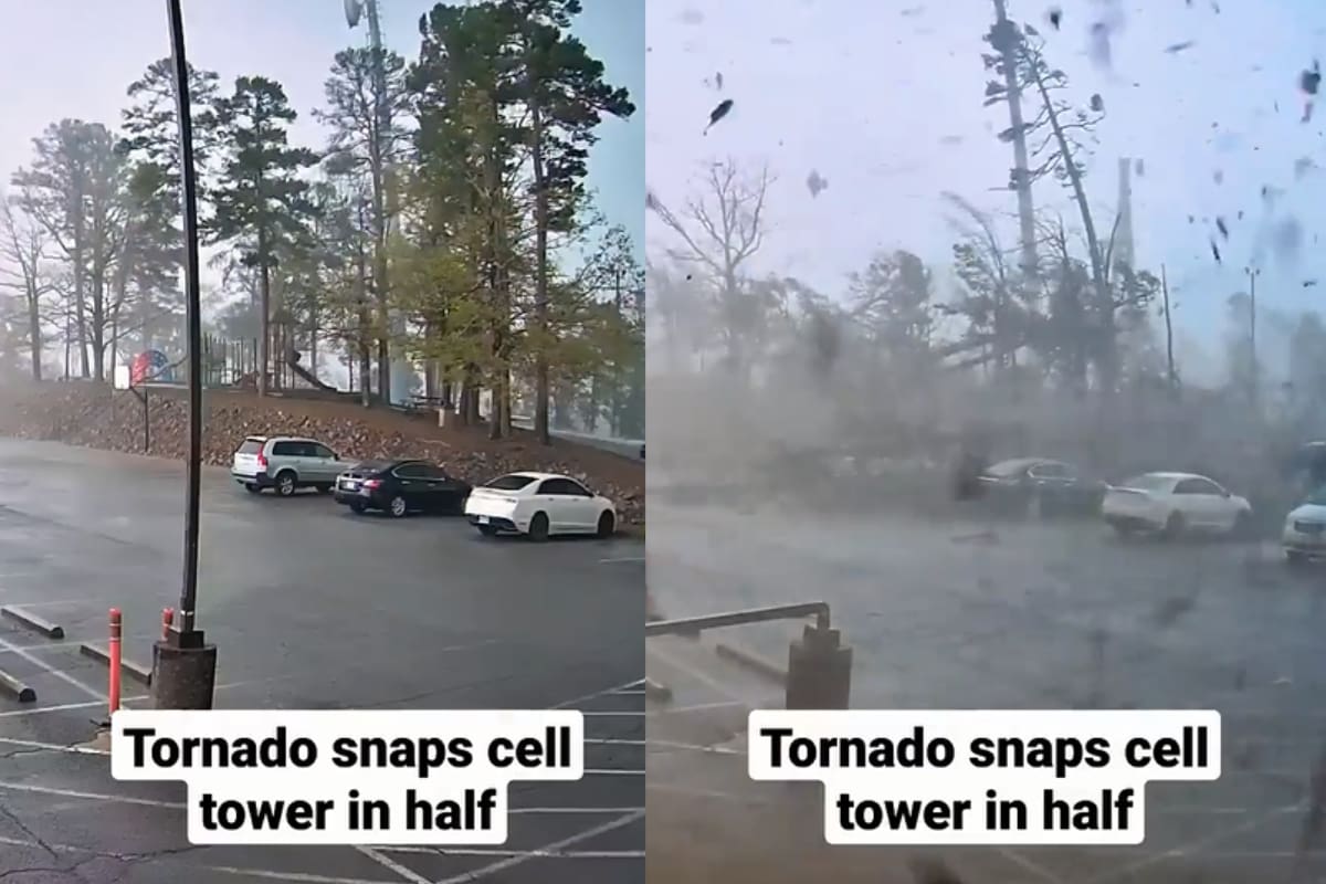 Las imágenes muestran el paso del tornado en Little Rock.