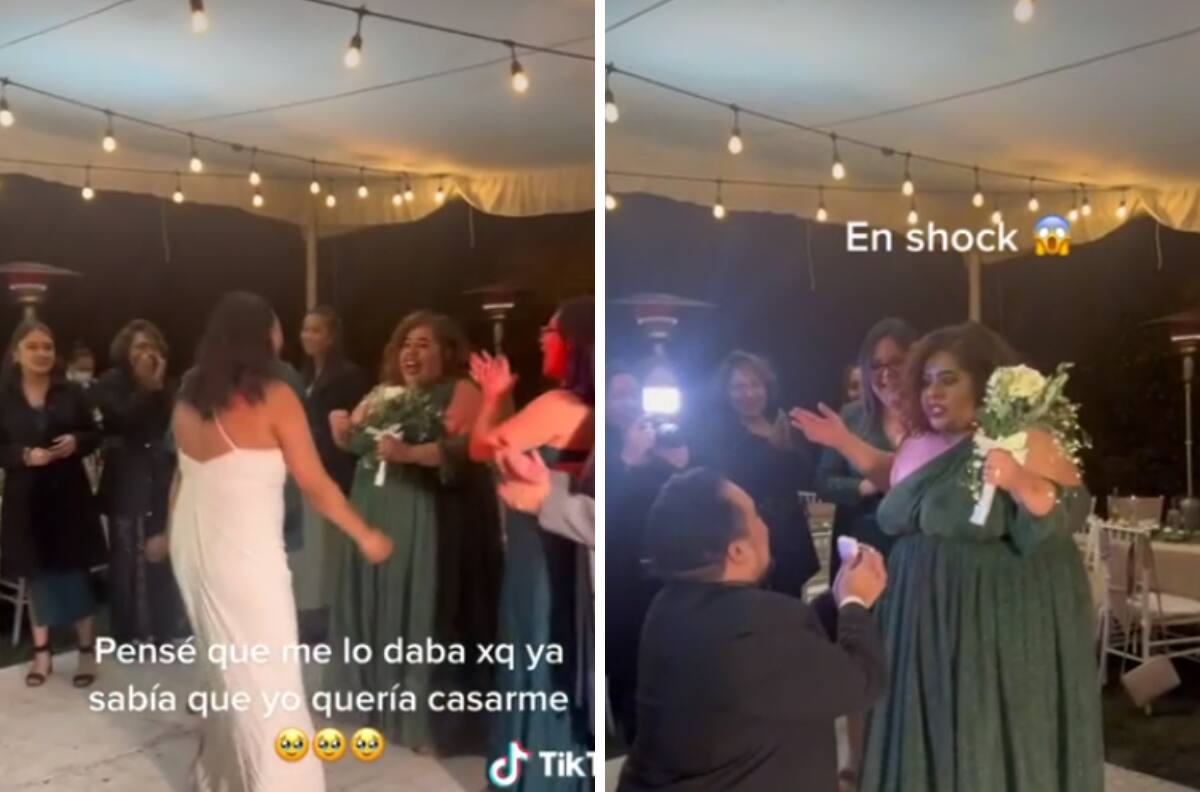 VIDEO| Mujer se compromete en boda de su amiga y el momento se viraliza