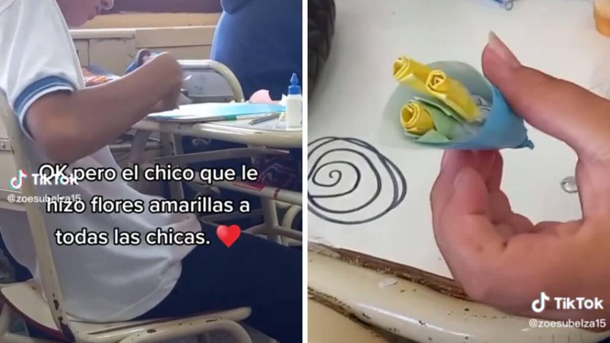 VIDEO| Joven regaló flores amarillas a todas sus compañeras de salón y se hizo viral