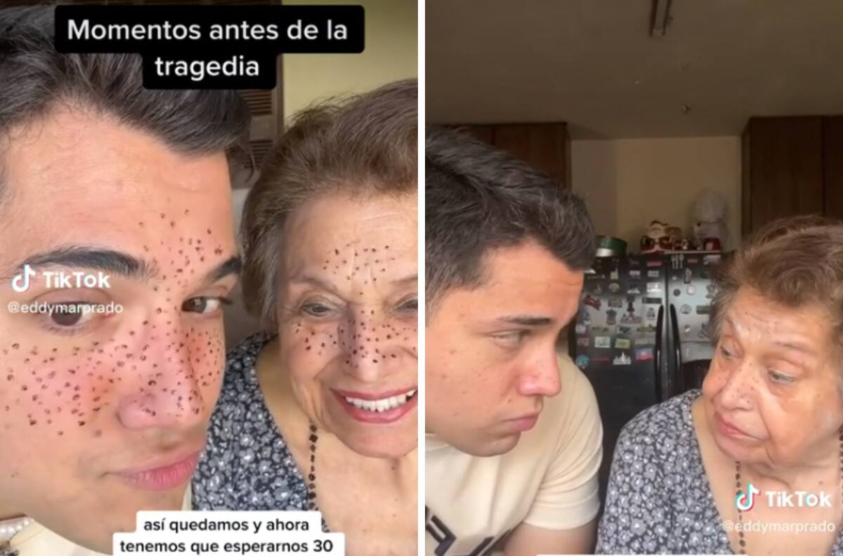 VIDEO| Joven y su abuelita se pintan pecas y el resultado se hace viral