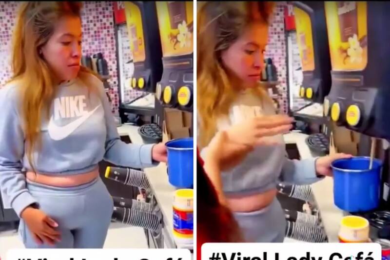 Mujer roba café en el Oxxo.