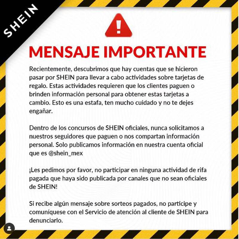 Nueva estafa en Shein.