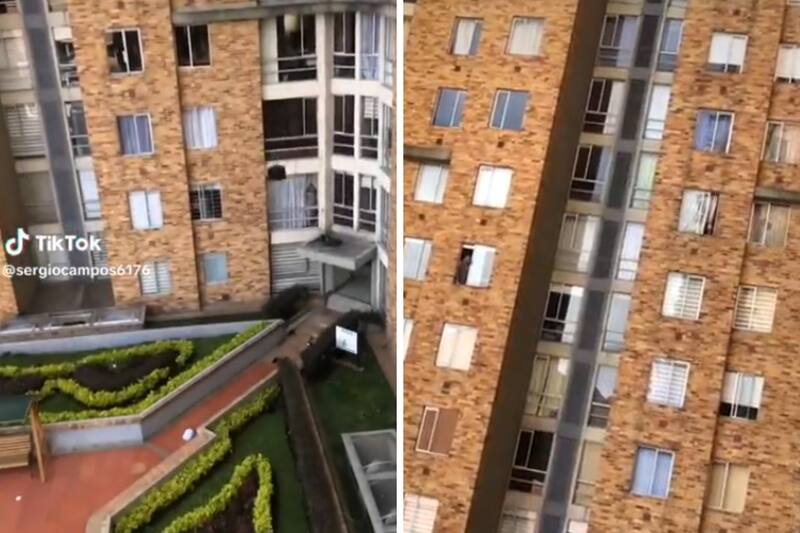 Mujer arroja de las cosas de su esposo infiel por la ventana.