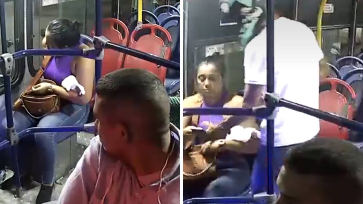 VIDEO| Mujer oculta su celular al ser asaltada en el transporte público y se viraliza