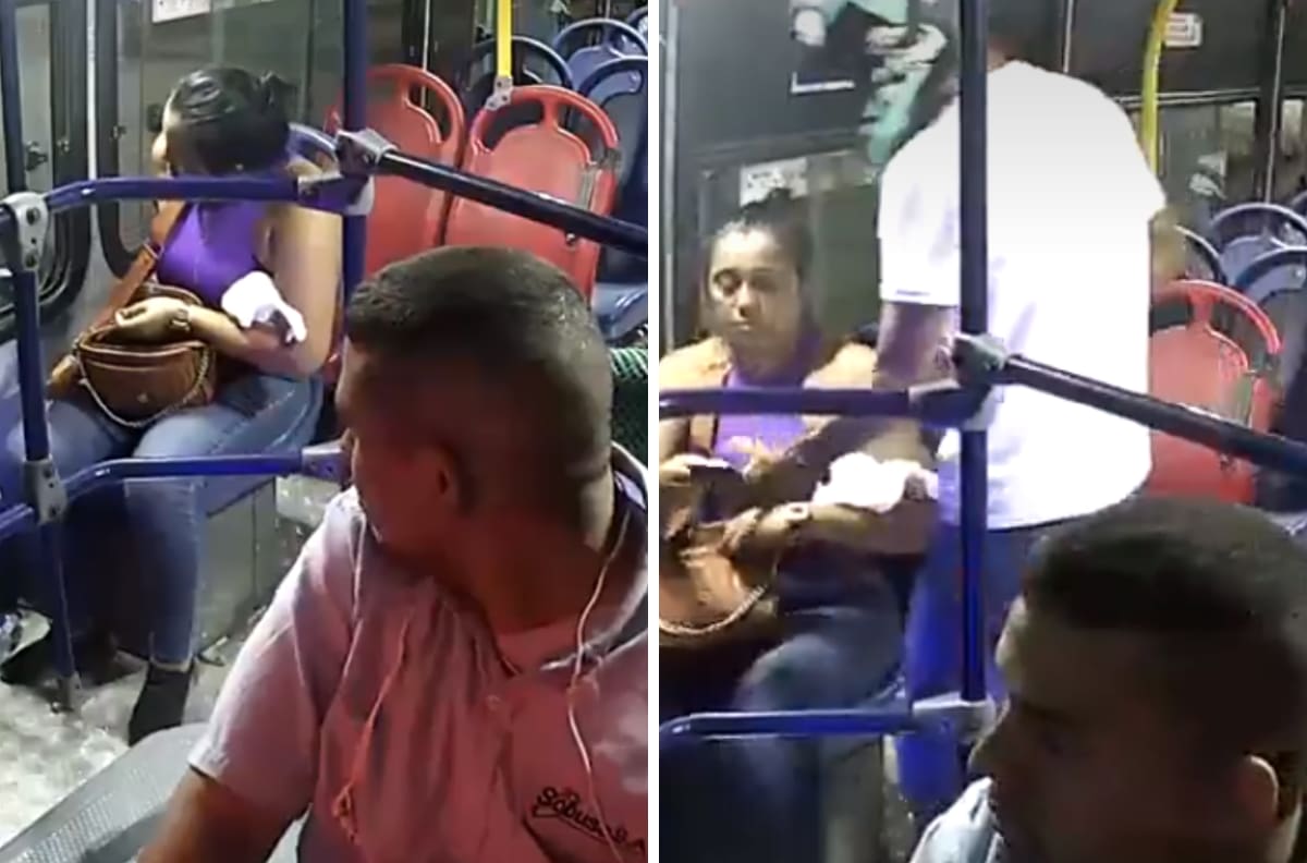 VIDEO| Mujer oculta su celular al ser asaltada en el transporte público y se viraliza