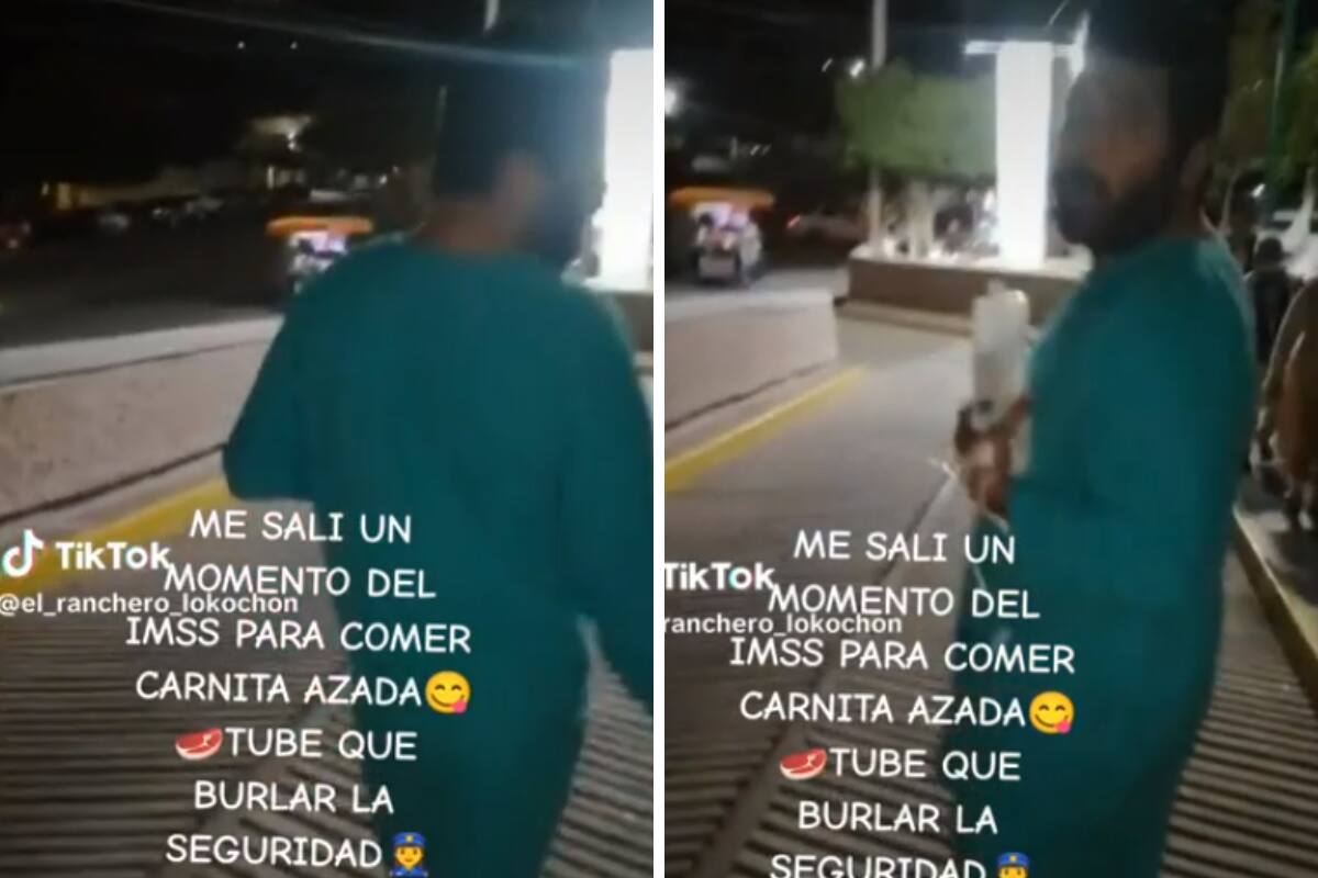 El hombre salió del hospital para comer carne asada.