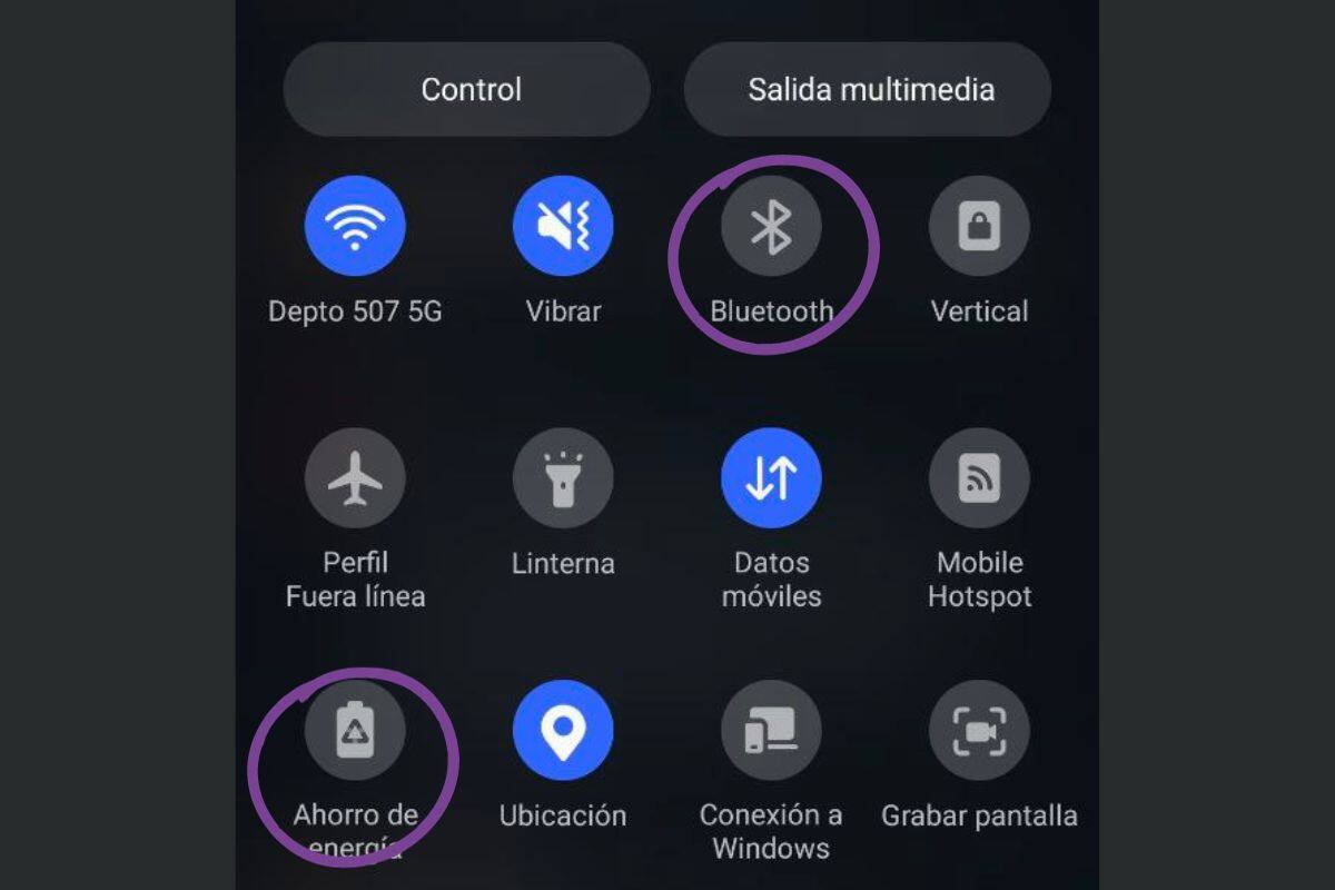 Revisa que tengas desactivado el ahorro de energía y Bluetooth.