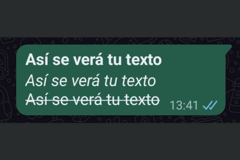 Dentro del chat, tu texto de WhatsApp se verá distinto según el estilo que uses.