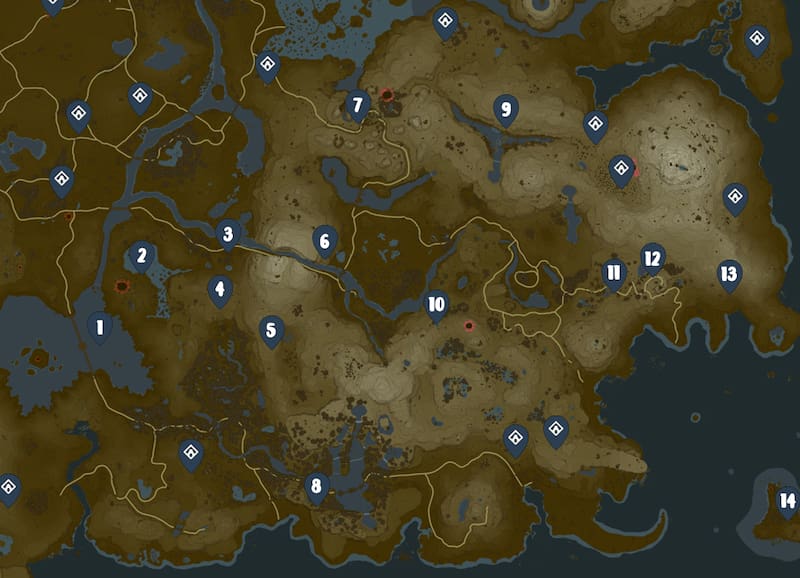 Estos son los Santuarios de Necluda en Zelda: Tears of the Kingdon. Créditos: Tecno Game - IGN - Nintendo.