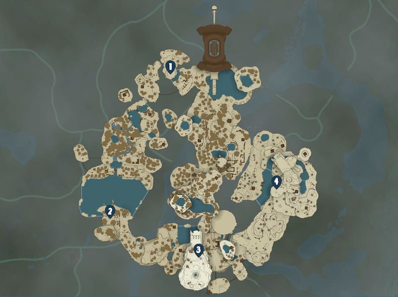 Estas son los Santuarios de la Gran Isla de los Albores. Créditos: Tecno Game - IGN - Nintendo.