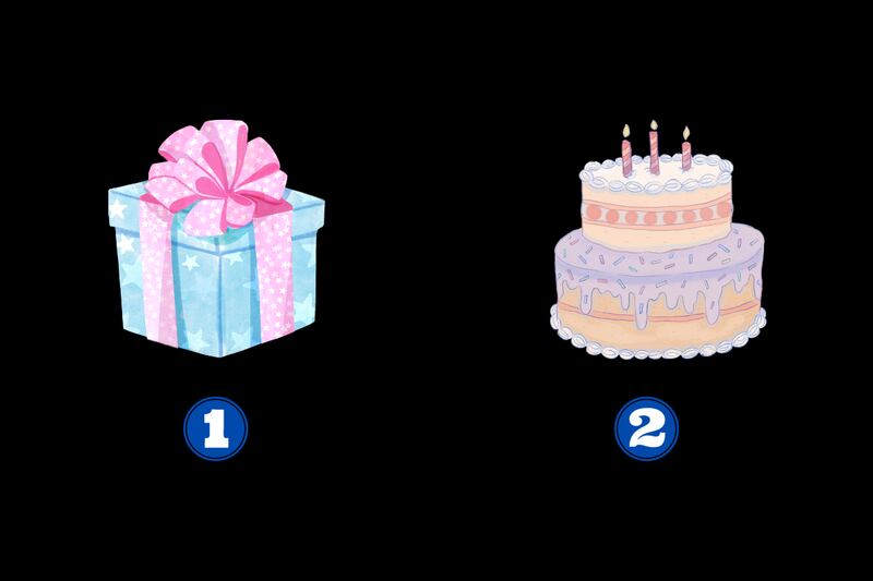 En este test de personalidad hay dos opciones para elegir: un paquete de regalo y una torta.